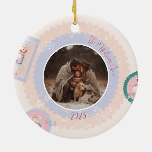 Groovy Nutcracker Retro Pastel Christmas Keramik Ornament (Hinten)