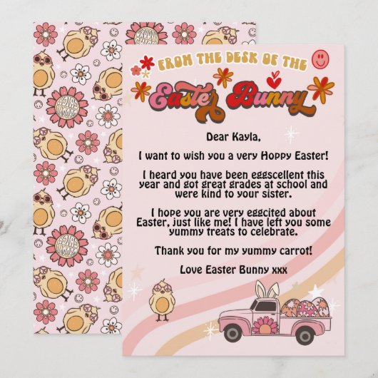 Groovy Oaster Bunny Letter Einladung (Vorne/Hinten)