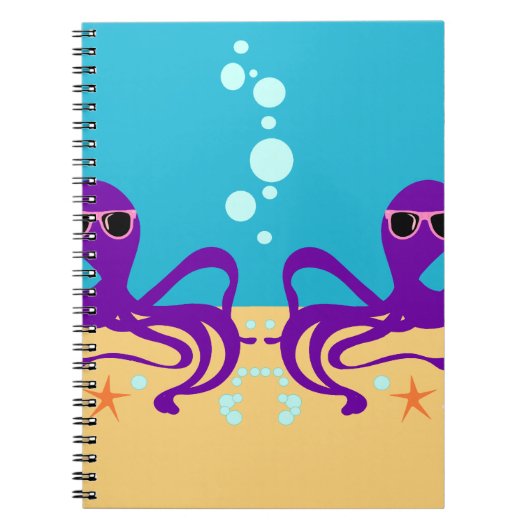 Groovy Octopus Fun Cartoon Muster Art Notizblock (Vorderseite)