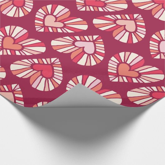 Groovy of the 70's Retro-style Heart Pattern Geschenkpapier (Ecke)