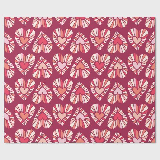 Groovy of the 70's Retro-style Heart Pattern Geschenkpapier (Flach)