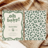 Groovy Oh Baby Shower | Retro 70s Sage Green Einladung