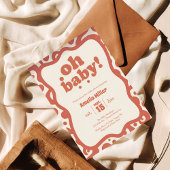 Groovy Oh Baby Shower | Retro 70s Terracotta  Einladung