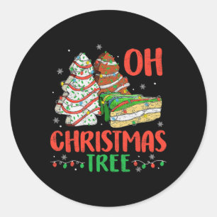Groovy Oh Christmas Tree Cakes Debbie Becky Jen Ca Runder Aufkleber