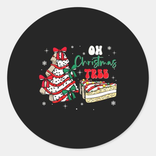 Groovy Oh Christmas Tree Cakes Debbie Becky Jen Ca Runder Aufkleber (Vorderseite)