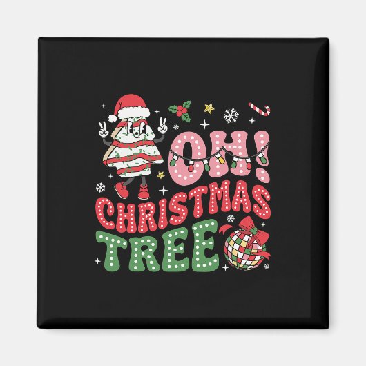 Groovy Oh Christmas Tree Cakes Funny Xmas Cake Lov Magnet (Vorne)