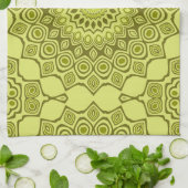 Groovy Olive Green Mandala Pattern Geschirrtuch (Gefaltet)