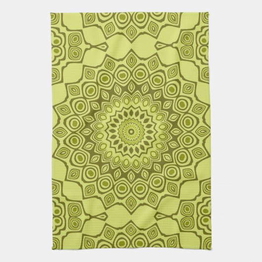Groovy Olive Green Mandala Pattern Geschirrtuch (Vertikal)