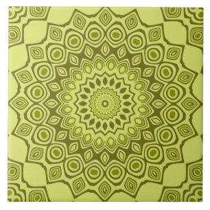 Groovy Olivgrün Mandala-Muster Fliese
