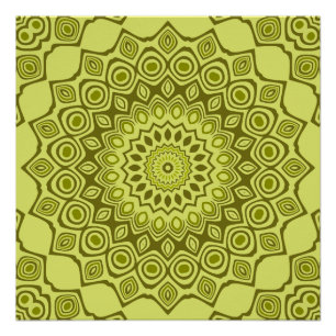 Groovy Olivgrün Mandala-Muster Poster