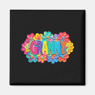 Groovy Oma-Ton stilvolles farbenfrohes florales De Magnet