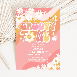 Groovy ONE 1. Geburtstag Daisy Hippie 70er Retro G Einladung