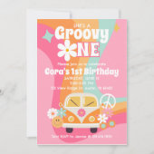 Groovy One 1. Geburtstag Einladung (Vorderseite)
