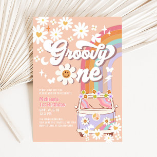 Groovy ONE 1. Geburtstag Hippie 70er Retro Einladung