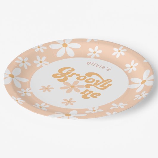 Groovy One 1. Geburtstag Pappteller (Schrägansicht)