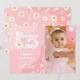 Groovy One 1. Geburtstag Party Boho Floral Daisy Einladung