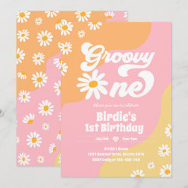 Groovy One 1. Geburtstag Party Boho Floral Daisy Einladung