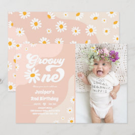 Groovy One 1. Geburtstag Party Boho Floral Daisy Einladung