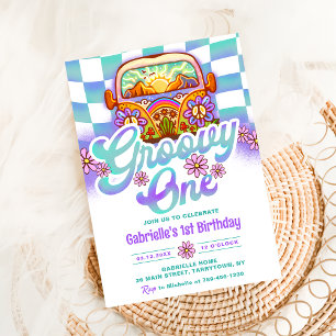 Groovy One 1. Geburtstag Party Boho Floral Daisy Einladung