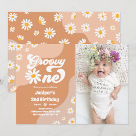Groovy One 1. Geburtstag Party Boho Floral Daisy Einladung