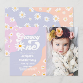 Groovy One 1. Geburtstag Party Boho Floral Daisy Einladung