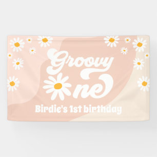 Groovy One 1. Geburtstag Party Retro Daisy Willkom Banner
