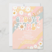 Groovy ONE 1. Pastel Groovy Erster Geburtstag Einladung (Vorderseite)