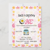 Groovy One Birthday Card Einladung (Vorderseite)