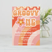 Groovy One Birthday Einladung (Stehend Vorderseite)