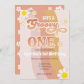 Groovy One Birthday Einladung (Vorne/Hinten)