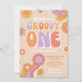 Groovy One Birthday Einladung | 70er Einladung (Vorderseite)