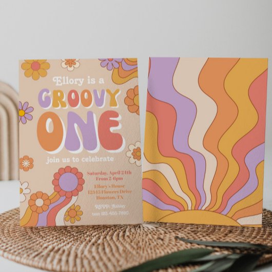 Groovy One Birthday Einladung | 70er Einladung