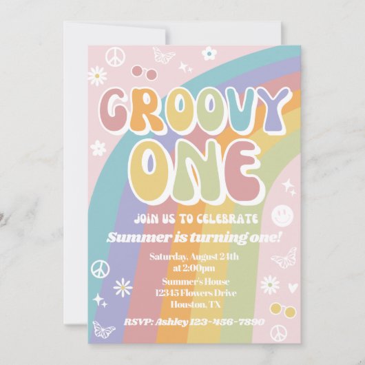 Groovy One Birthday Einladung | Groovy Birthday (Vorderseite)