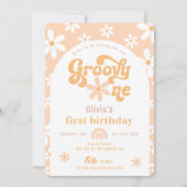 Groovy One Boho Arch 1. Geburtstag Einladung (Vorderseite)