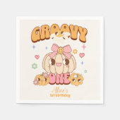 Groovy One Boho Daisy 1. Geburtstag Party Serviette (Vorderseite)