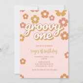 Groovy One Boho Daisy Einladung zum ersten Geburts (Vorderseite)