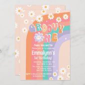 Groovy One Boho Daisy Einladung zum Geburtstag (Vorne/Hinten)