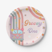 Groovy One Boho Daisy Rainbow Pappteller (Vorderseite)