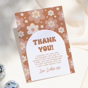 Groovy One Boho Daisy Retro 1. Geburtstag Party Dankeskarte