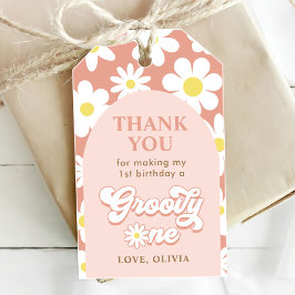 Groovy One Boho Retro Daisy 1. Geburtstag Party Geschenkanhänger