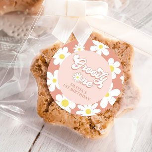 Groovy One Boho Retro Daisy 1. Geburtstag Party Runder Aufkleber