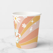 Groovy One Boho Retro Daisy Sunshine Floral Pappbecher (Rückseite)