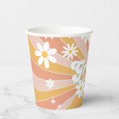 Groovy One Boho Retro Daisy Sunshine Floral Pappbecher (Vorderseite)