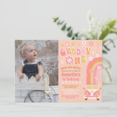 Groovy One Boho Retro Einladung zum 1. Geburtstag (Stehend Vorderseite)