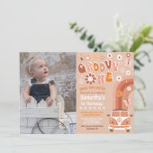 Groovy One Boho Retro Einladung zum 1. Geburtstag (Stehend Vorderseite)