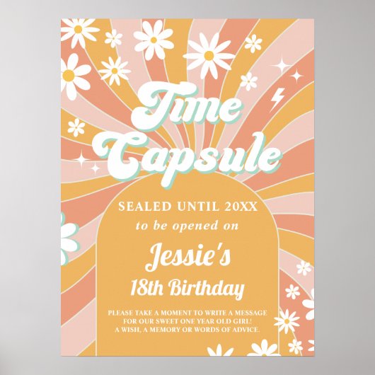 Groovy One Boho Sunshine 1st Birthday Time Kapsel Poster (Vorne)