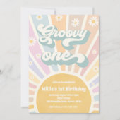 Groovy One Boho Sunshine Daisy Birthday Party Einladung (Vorderseite)
