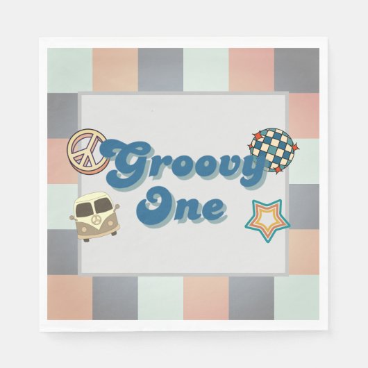 Groovy One Boys Birthday Paper Napkin Serviette (Vorderseite)