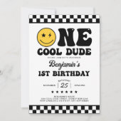 Groovy One Cool Typ Boy 1. Geburtstag Party Einladung (Vorderseite)