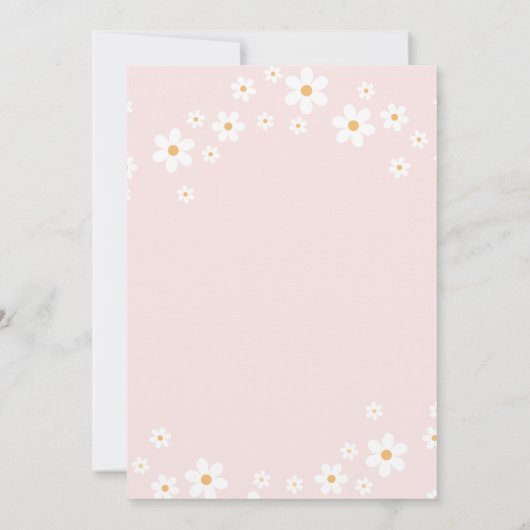 Groovy One daisy boho Blumengebäck erster Geburtst Einladung (Rückseite)